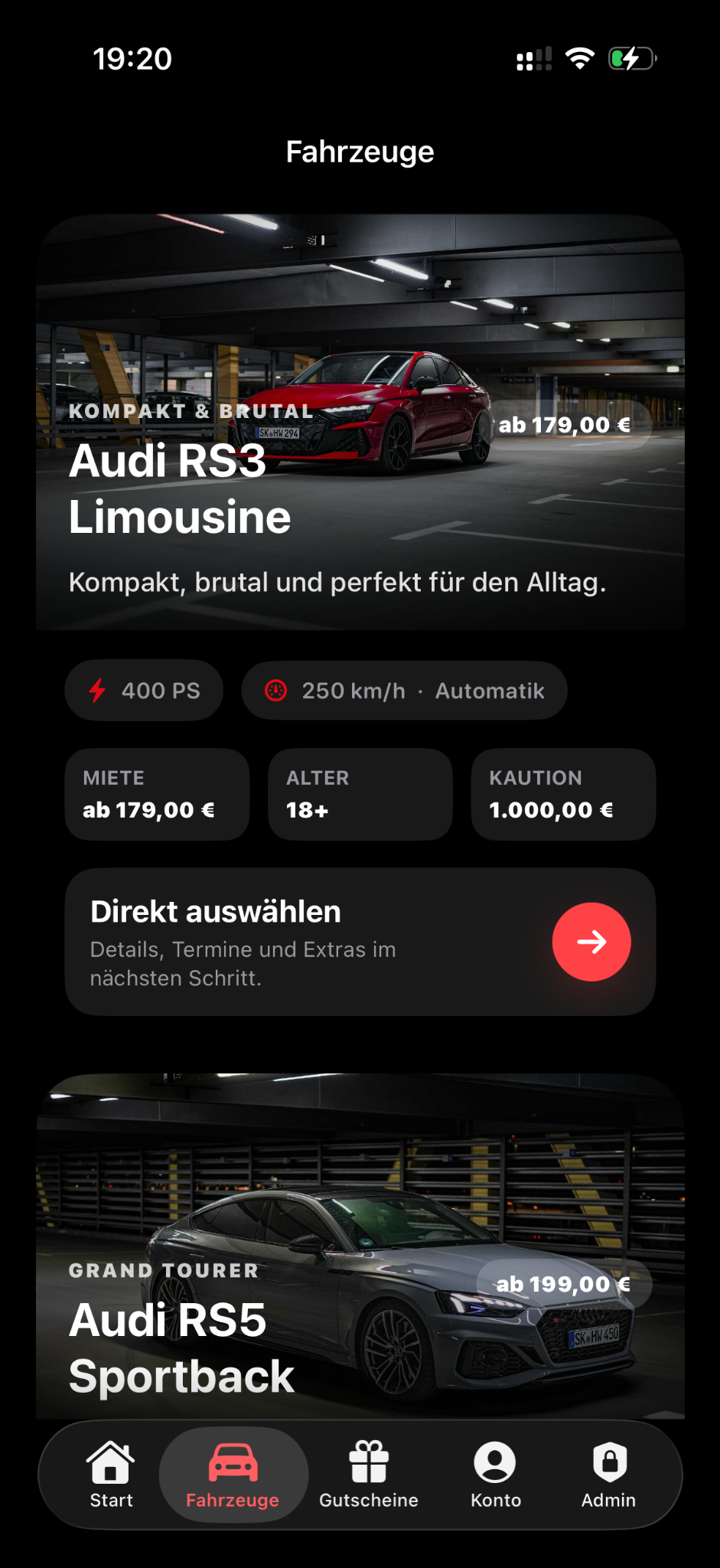 HW Rentals Fahrzeuge