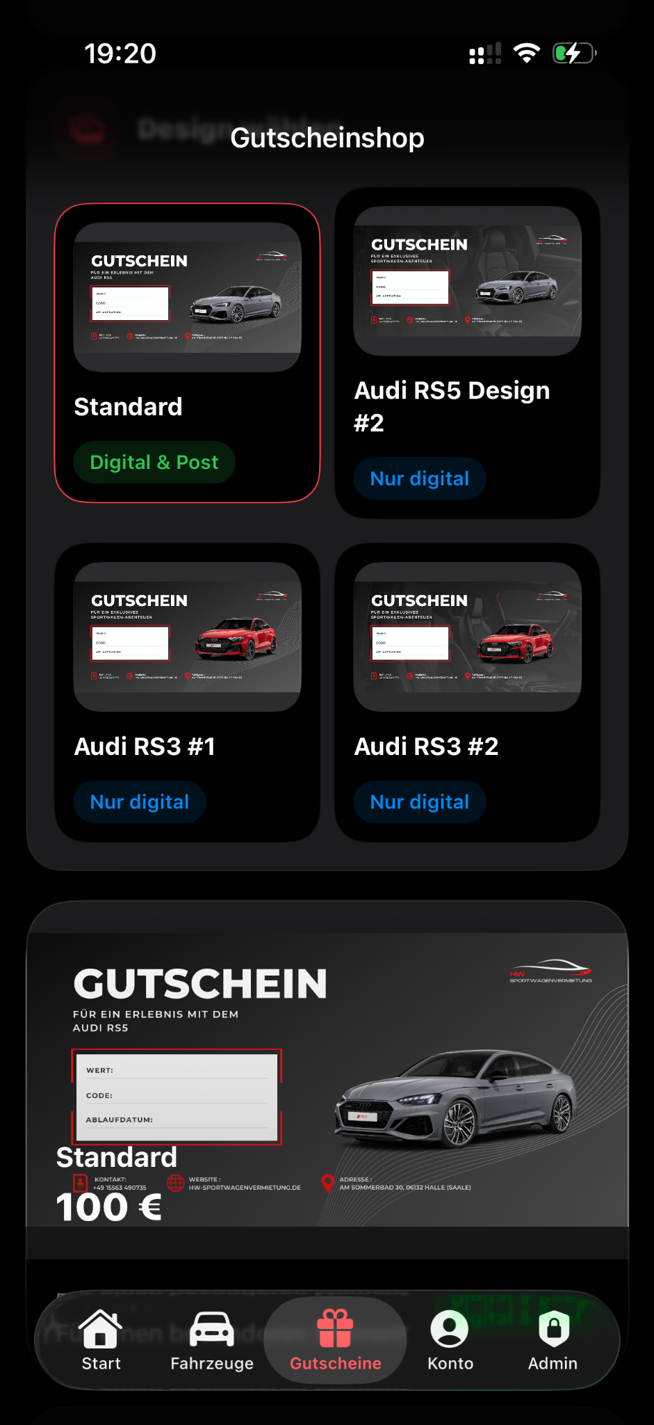 HW Rentals Gutscheinshop